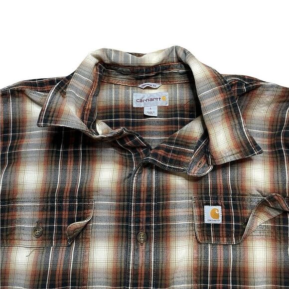 CARHARTT Custom Long Sleeve Plaid Flannel Button Down Size Large - Picture 7 of 8